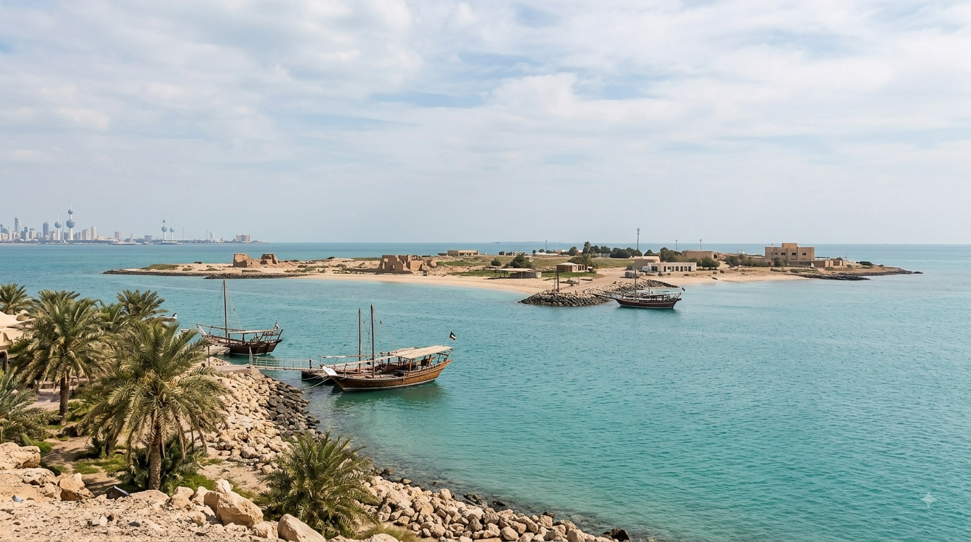 Coastal landscape and island scenery on Failaka Island Kuwait