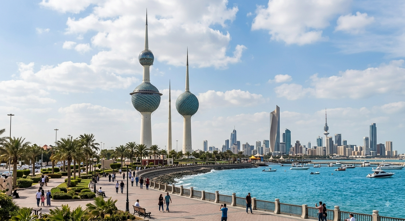 Kuwait Towers along the Kuwait City waterfront