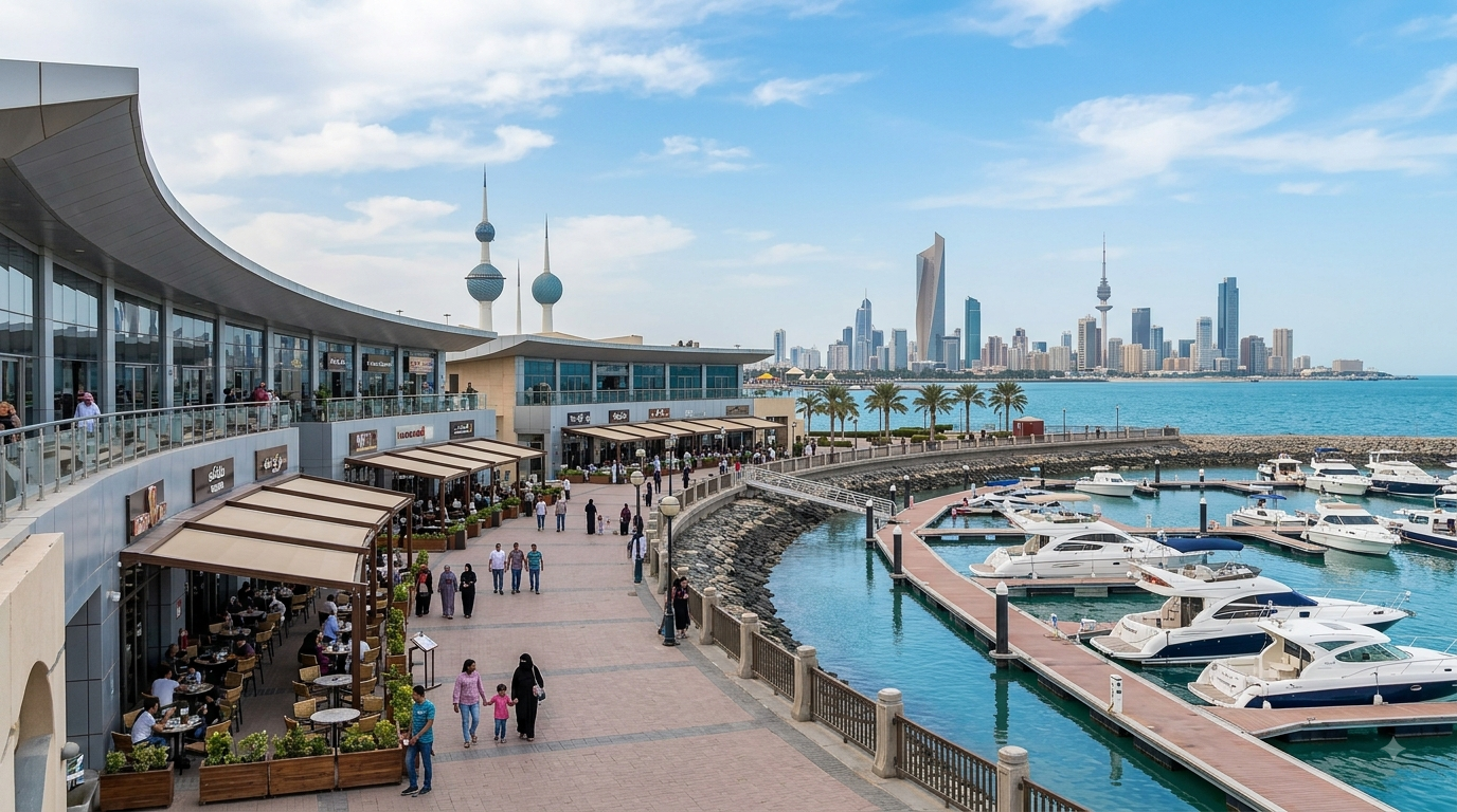 Waterfront promenade at Marina Crescent in Kuwait