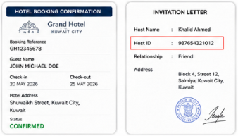Kuwait eVisa hotel booking or invitation with host ID