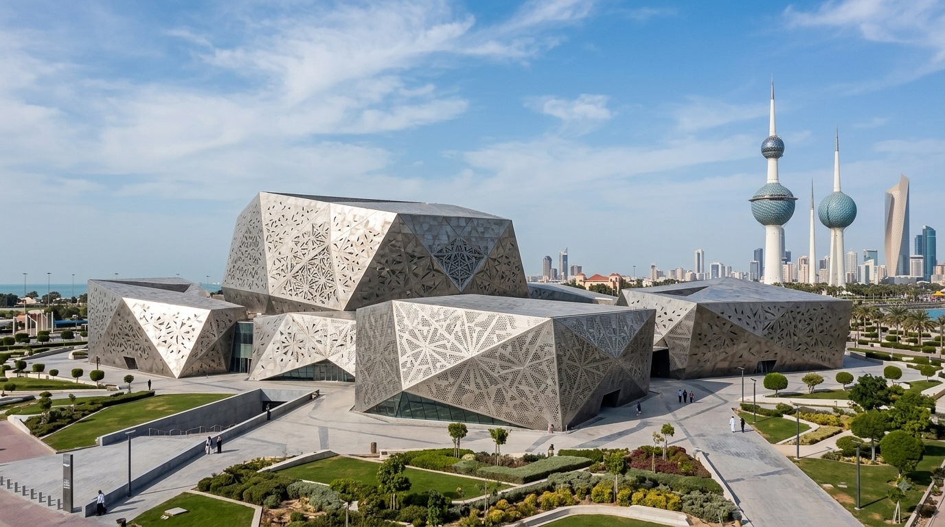 Modern architecture of Sheikh Jaber Al-Ahmad Cultural Centre in Kuwait