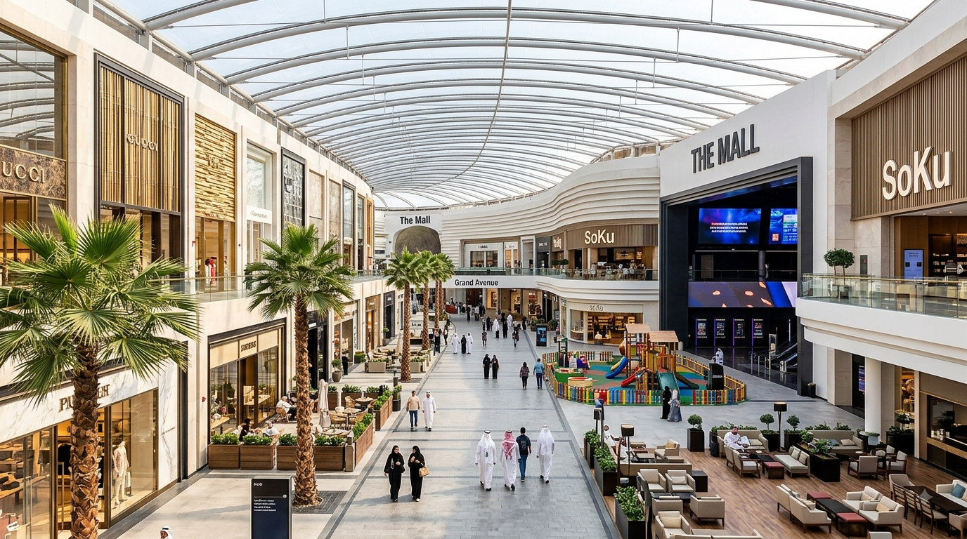 Interior shopping and leisure spaces at The Avenues Mall Kuwait